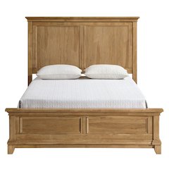 Honey Brown Farmhouse Queen Bed Frame, Rustic Wooden Bedframe with Headboard