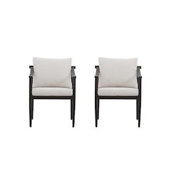 White Outdoor Chairs Set of 2, Metal Patio Chairs for Garden or Deck Use