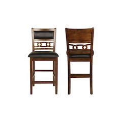 Brown Wood Dining Chairs Set Of 2, Faux Leather Farmhouse Style Dining Chairs