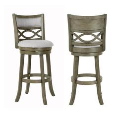 New Classic Manchester Gray Wood Swivel Bar Stool with Fabric Seat (Set of 2)