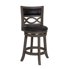 New Classic Manchester Gray Wood Swivel Counter Stool with PU Seat