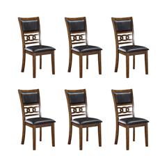 Gia Brown Wood Dining Chair with PU Seat (Set of 6)