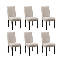 Crispin Natural Beige Solid Wood Dining Chair (Set of 6)