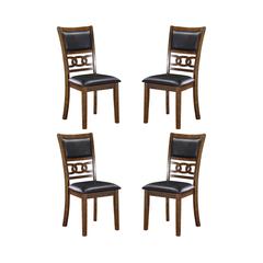 Gia Brown Wood Dining Chair with PU Seat (Set of 4)