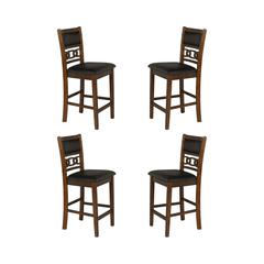 Gia Brown Wood Counter Chair with PU Seat (Set of 4)