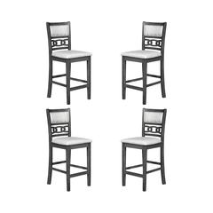 Gia Gray Wood Counter Chair with Fabric Seat (Set of 4)
