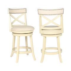 York White Solid Wood Swivel Counter Stool (Set of 2)