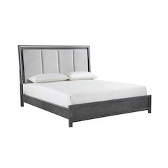 Odessa Wood King Bed, Charcoal Gray