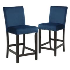 Furniture Celeste 39.5" Wood Counter Chair in Blue (Set of 2)