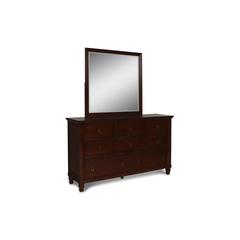 Furniture Tamarack Wood 8-Drawer Dresser with Mirror in Brown Cherry