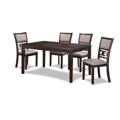 Gia 5-Piece 60" Wood Rectangular Dining Set with 4 Chairs in Cherry