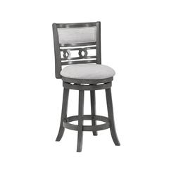 Gia 24" Solid Wood Swivel Counter Stool with Fabric Seat in Gray