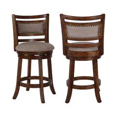 Aberdeen Brown Solid Wood Swivel Counter Stool (Set of 2)