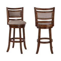 Aberdeen Brown Solid Wood Swivel Bar Stool (Set of 2)
