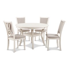Amy 5-Piece Wood Round Dining Set, Bisque