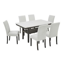 Carissa 7-Piece Wood Rectangle Dining Set in Stone
