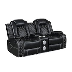 Orion II Faux Leather Console Loveseat Recliners, Black