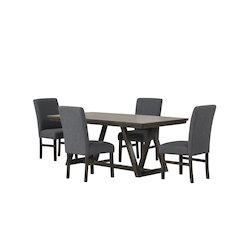 High Line 5-Piece Wood Rectangular Dining Table Set, Gray