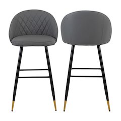 Oliver Vegan Leather Bar Chair in Gray (Set of 2)