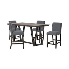 High Line 5-Piece Wood Rectangular Counter Table Set, Gray