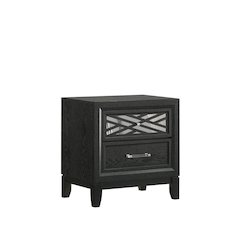 Black 2 Drawer Nightstand – Solid Night Stand Black Wood Bedroom Chest