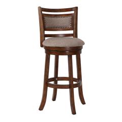 Aberdeen Wood Swivel Bar Stool with Fabric Seat in Dark Brown