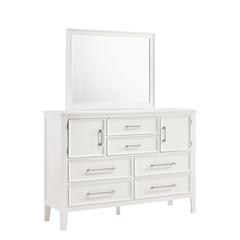 Furniture Andover Solid Wood Dresser with Mirror in White