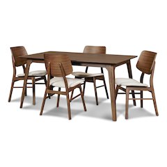 Furniture Oscar Solid Wood Table and 4 Chairs in Brown