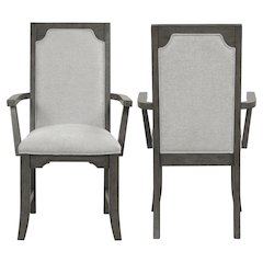 New Classic Furniture Lisbon Wood Dining Arm Chair in Gray (Set of 2)