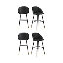 New Classic Furniture Oliver Vegan Leather Bar Chair in Black (Set of 4)
