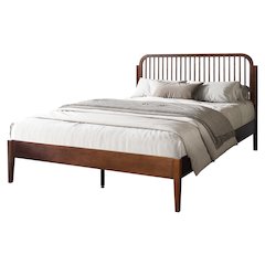 New Classic Furniture Soma Wood Queen Platform Spindle Bed in Walnut