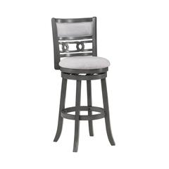 Gia 29" Solid Wood Swivel Bar Stool with Fabric Seat in Gray