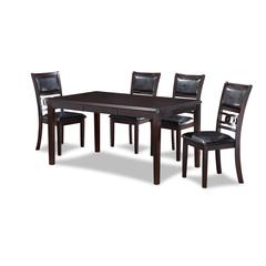 Gia 5-Piece 60" Wood Rectangular Dining Set with 4 Chairs in Ebony