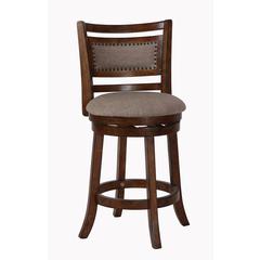 Aberdeen Wood Swivel Counter Stool with Fabric Seat in Dark Brown