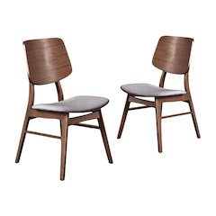 Wood Dining Chair Set of 2 Mid-Century Dark Gray