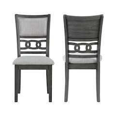 Wood Dining Chair Set of 2, Contemporary Gray Finish, Upholstered