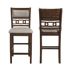 Solid Wood Counter Chairs Set of 2 Cherry Brown