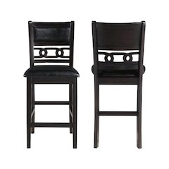 Solid Wood Counter Chairs Set of 2 Ebony Black