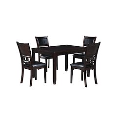 5-Piece Rectangular Dining Set 48" Table 4 Chairs Ebony Brown