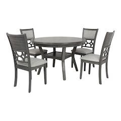 Gray Round Dining Table Set for 4 – Kitchen Table and Chairs Set