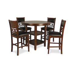 Gia 5-Piece Transitional Wood Dining Set in Brown