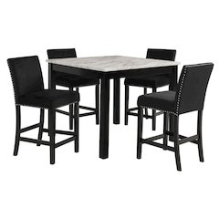 Black Round Dining Table Set for 4 – 5-Piece Kitchen Table and Chairs