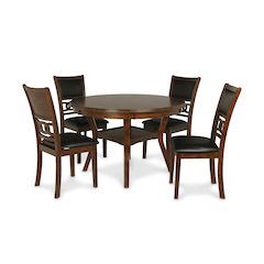 Gia 5-Piece 47" Wood Round Dining Set, Brown