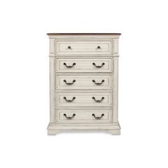 Furniture Anastasia 5-Drawer Solid Wood Chest in Antique White