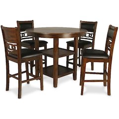 Brown 5-Piece Transitional Wood Dining Set for Elegant Dining Spaces