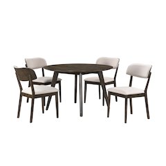 Rex 5-Piece Wood Round Dining Set, Walnut
