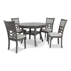 Furniture Mitchell 5-Piece Transitional Wood Dining Set in Gray