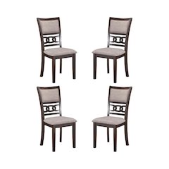 Wood Dining Chair Set of 4 Cherry Brown Fabric
