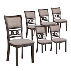 Solid Wood Upholstered Dining Chairs, Cherry, Set of 6