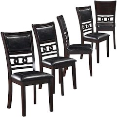 Solid Wood Upholstered Dining Chairs, Ebony, Set of 6